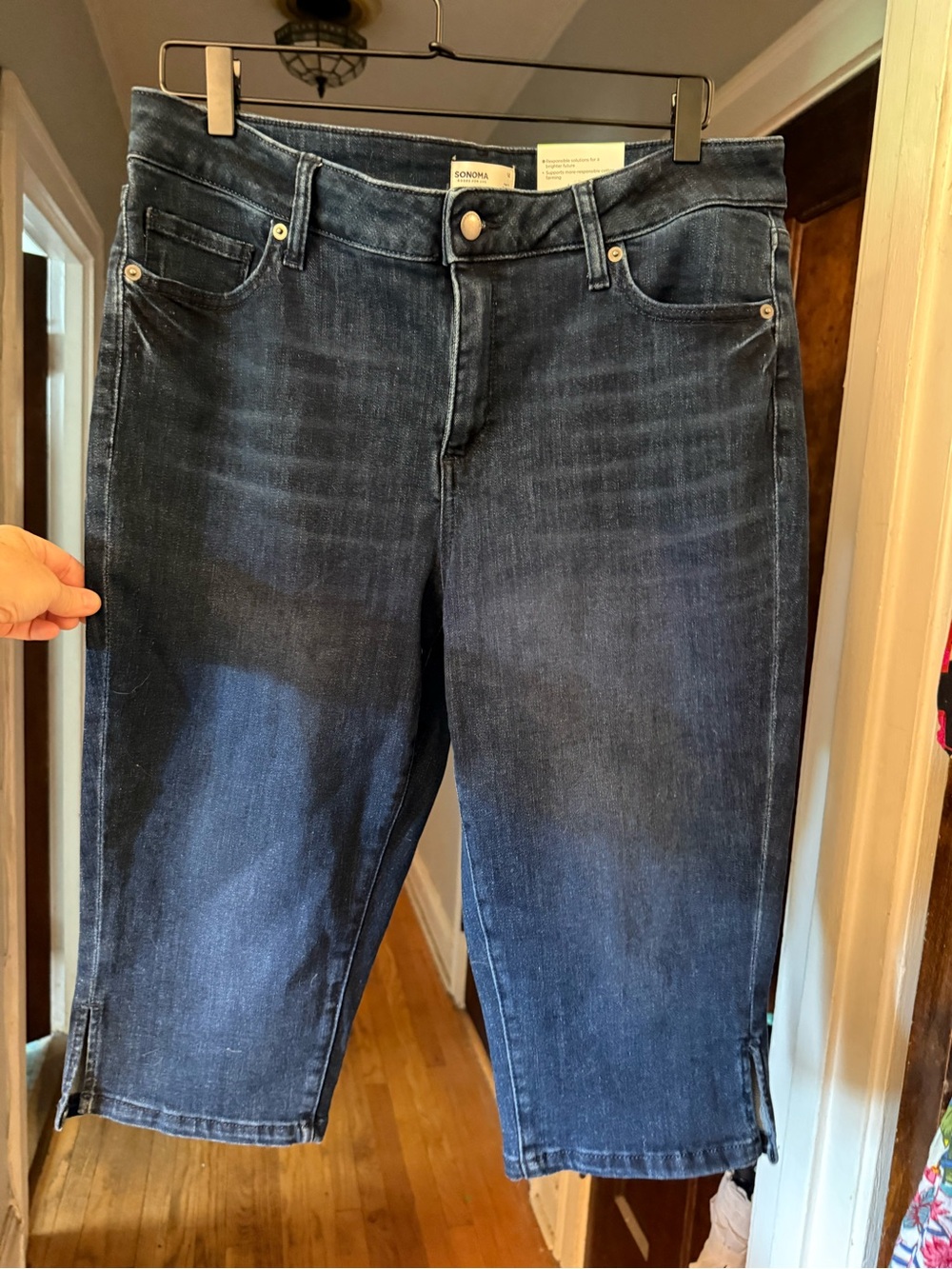 NWT Sonoma Women's Dark Blue Denim Crop Jeans, 14
